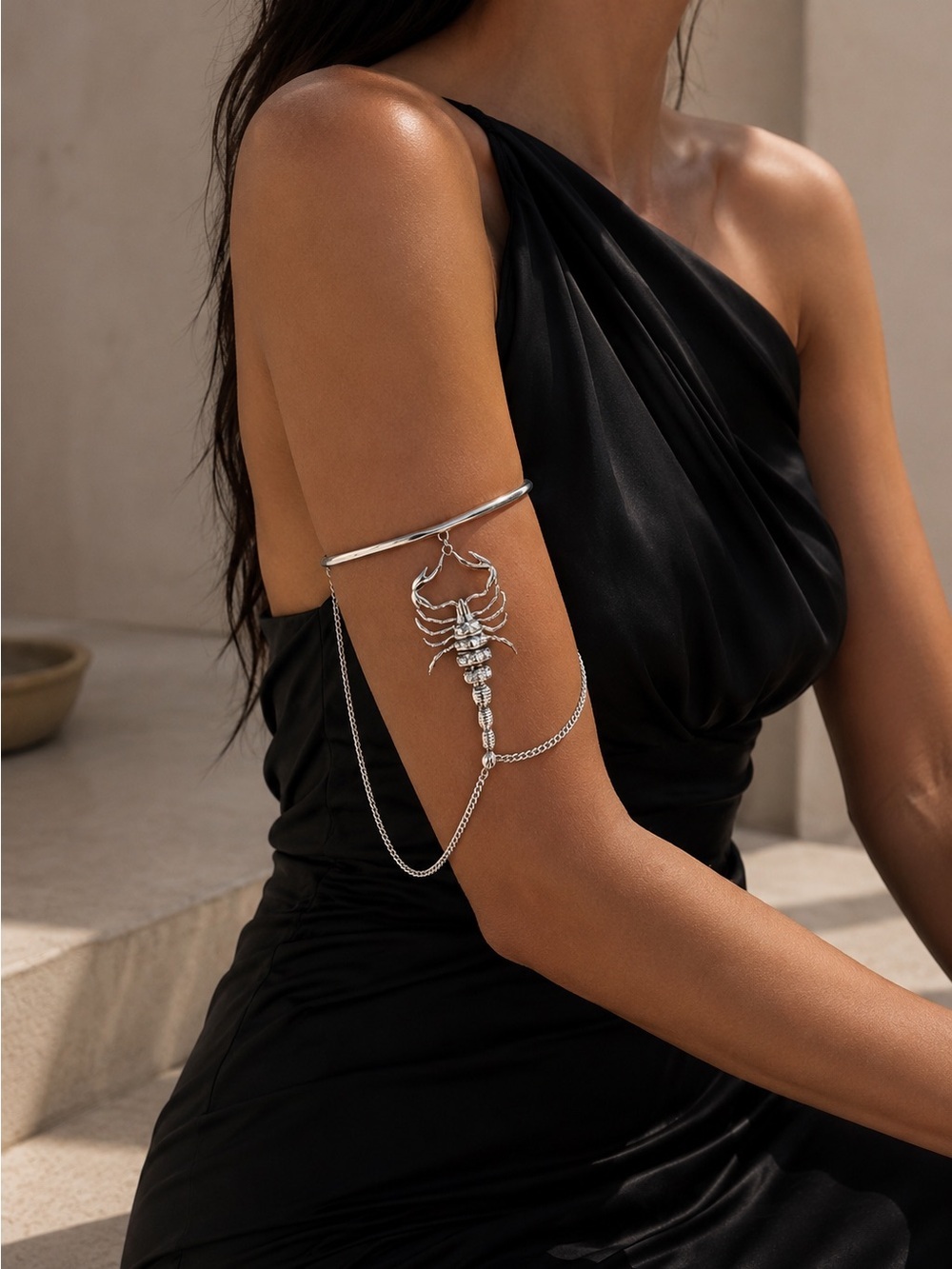 Celeste Scorpion Crystal Arm Cuff Chain Bracelet